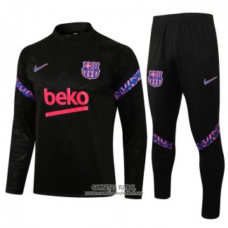 Chandal de Sudadera del Barcelona Nino 2021/2022 Negro